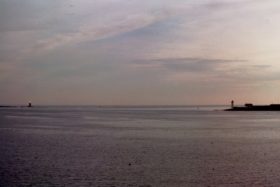 Portsmouth Harbor Lighthouse at right, Whaleback Island Light at left (2001)