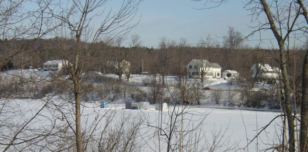 Ice-Fishing Shacks on the Kennebec River in Randolph (2003)