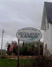 sign: "Welcome, Silver Ridge Township, Settled 1858"