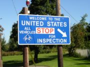 Sign for the U.S. Customs Inspection Station on Route 167 in Fort Fairfield