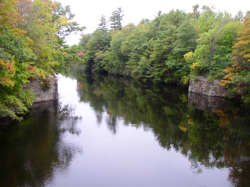 Saco River with old bridge abutments in Buxton (2003)