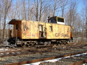 CP Rail Caboose in South Gardiner near the Kennebec River (2004)
