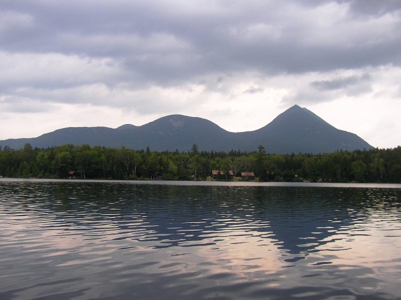 Doubletop Mountain (right) and others across Kidney Pond in Baxter State Park (2004)