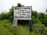 Sign: "Russell's Landing, . . ." near the St. Croix River (2009)