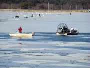 Quahog fisherman and ice fishing enthusiasts on the New Meadows River Pond (2010)