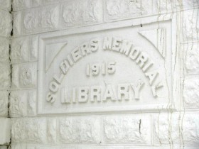 Sign: Soldiers Memorial Library (2010)
