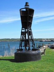 Bell buoy on land in Rockland Harbor