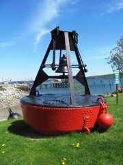 Bell buoy on land in Rockland Harbor