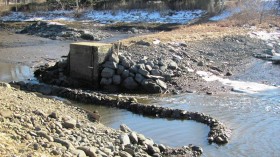 Remains of the dam at the site of the 1749 Tide Mill Grist Mill in Kennebunkport