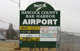 Sign: Hancock County Bar Harbor Airport in Trenton (2013)