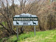 Sign: Welcome to Robbinston, on U.S. Route 1 (2013)