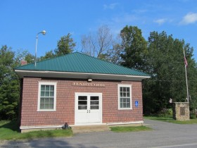 Community Building and Veterans Memorial on Main Street (Route 140) in Hartford at Tucker Road