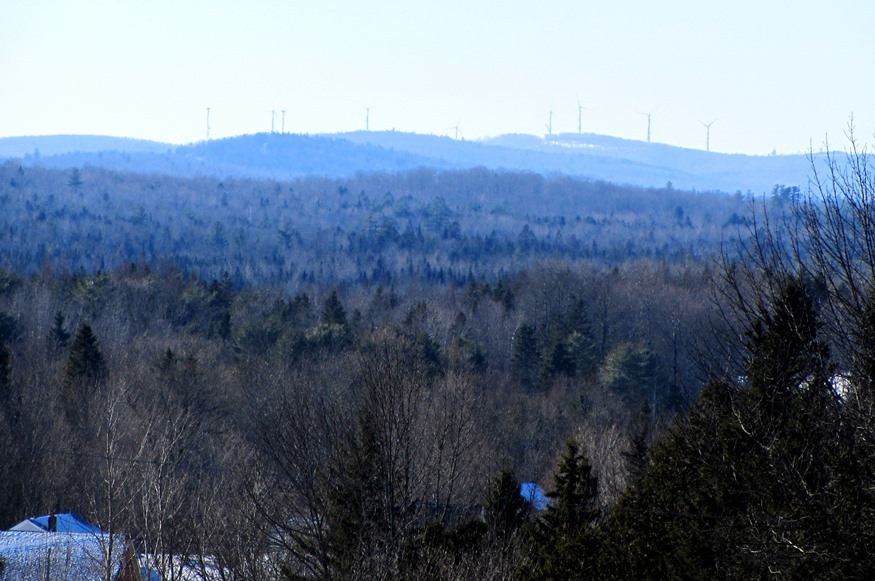 Wind Turbines on Rollins Mountain from Weatherby Hill on Route 6 in Springfield (2014)