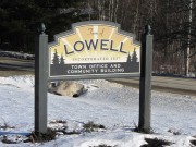 Sign for Lowell Town Office and Community Center on Route 188 (2014)