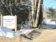sign: "Burlington Lowell Transfer Recycling Station" on Route 188 in Burlington (2014)