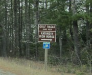 sign: "Gulf Hagas, Katahdin Iron Works" on Route 11 (2014)