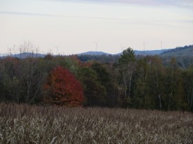 Wind Turbines on Mountains over a Corn Field in Rumford (2014)