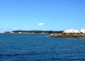 "The Neck" on Andrews Island near Nettle Island (right) in the Muscle Ridge Islands (2015)