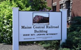 Sign at Maine Central Railroad Building (2016)