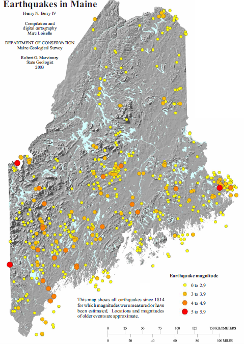Earthquakes in Maine, Maine Geological Survey