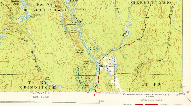 Topographic Map of Hay Brook in Soldiertown TWP 1953