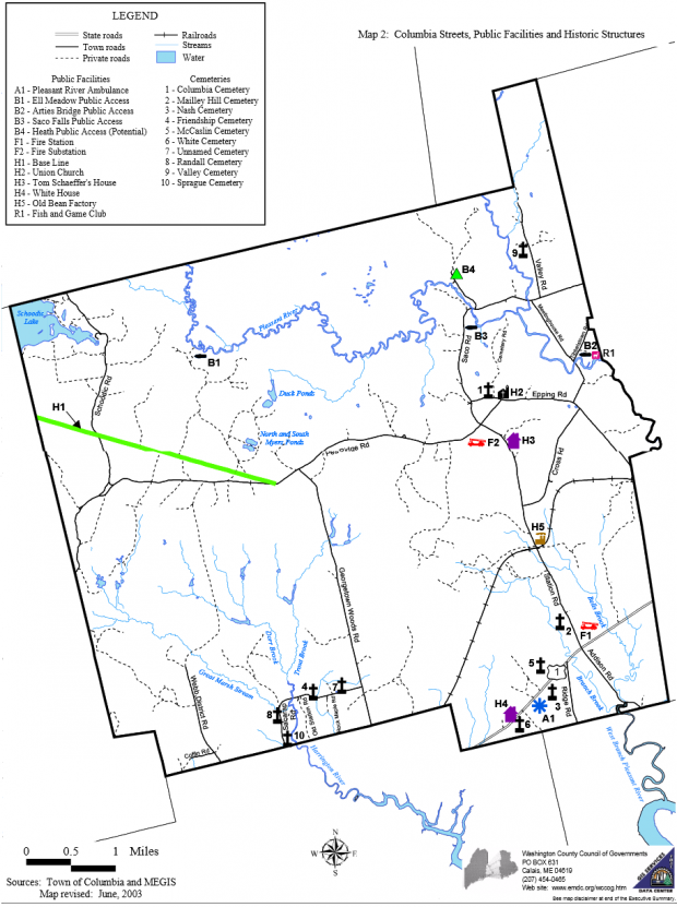 Map: Columbia Roads and Facilities (2003)