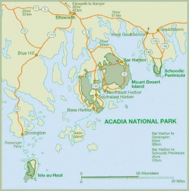 Map of Acadia National Park and Surrounding Area