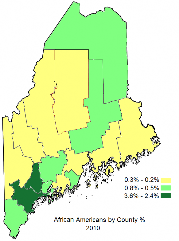 Percent African American by County | Maine: An Encyclopedia