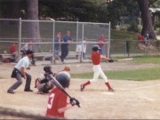 High school baseball, batter swings away!