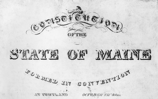 Title page from the Maine Constitution, Maine State Archives photo