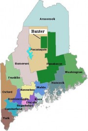 Map of Maine Counties and Baxter Park