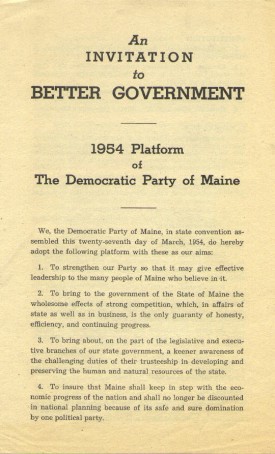 Title Page 1954 Maine Democratic Platform