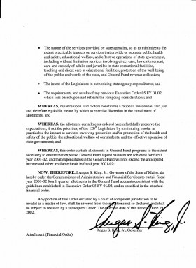 Governor's Executive Order Curtailing Allotments (page 2)