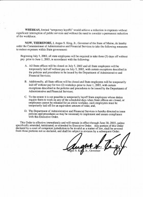 Governor's Executive Order on "Temporary Layoffs" (page 2)