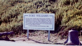 Sign: Brief History of Fort Williams (2001)