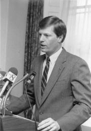 Governor McKernan at a news conference (Maine State Archives)