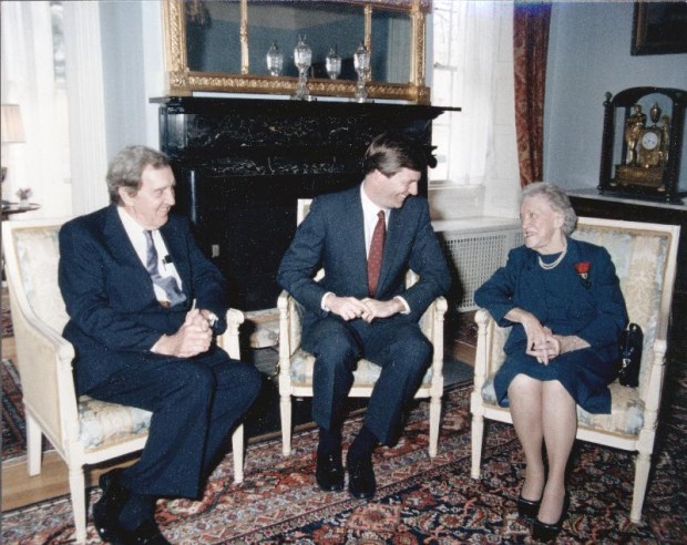 Former Governor and U.S. Senator Edmund Muskie, Governor John McKernan, and Margaret Chase Smith at the Blaine House