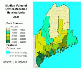 Map: Median Value of Owner-Occupied Housing Units 2000