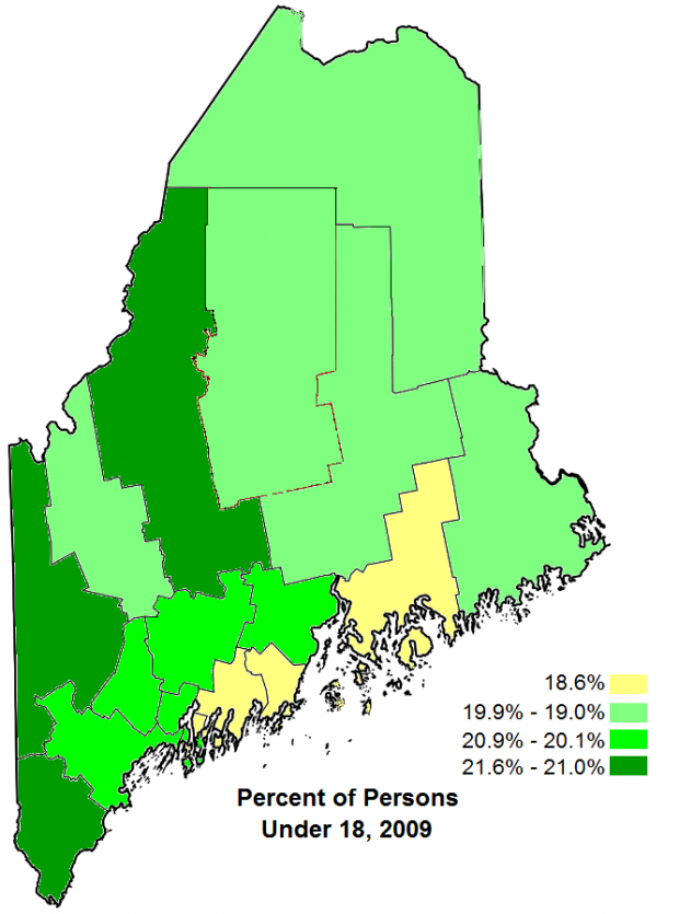 County Differences by Age | Maine: An Encyclopedia