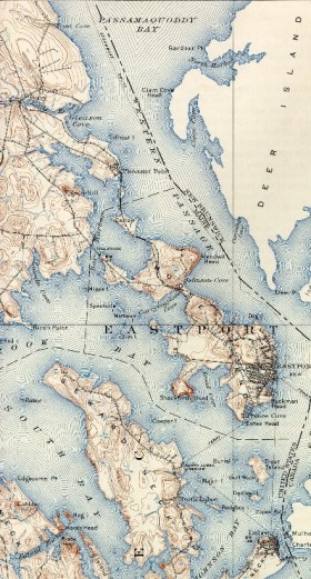 1907 Topographic Map of Passamaquoddy and Cobscook Bays