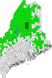 Map of Maine Showing the location of Southport. Green areas are unorganized territories.