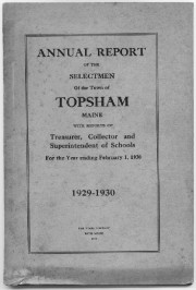 Cover Page of Topsham's Annual Report 1929-1930